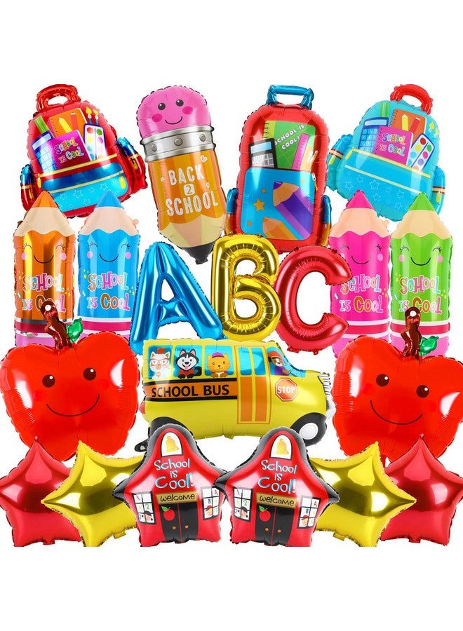 FEBSNOW FEBSNOW 20Pcs Back to School Balloons Decorations, School Bus Cool House and Fruit Foil Balloons for Welcome Back to School Kindergarten Party Supplier  - Image 1
