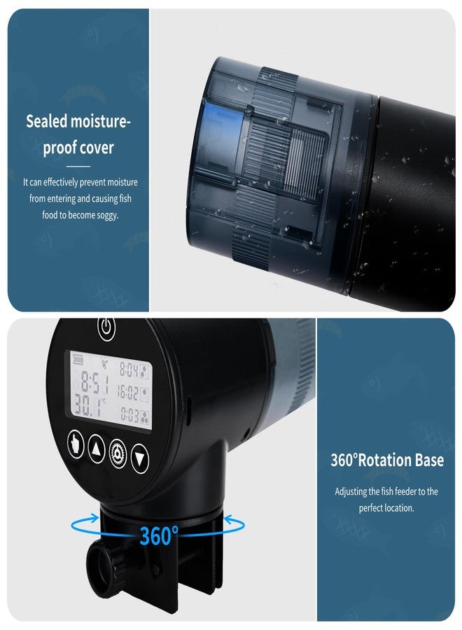 ليتشي مغذي أسماك أوتوماتيكي من ليتشي - مقاوم للرطوبة - موزع طعام أوتوماتيكي مؤقت (قابل لإعادة الشحن) مع تنبيه لدرجة الحرارة وشاشة LCD لأحواض الأسماك - Image 4