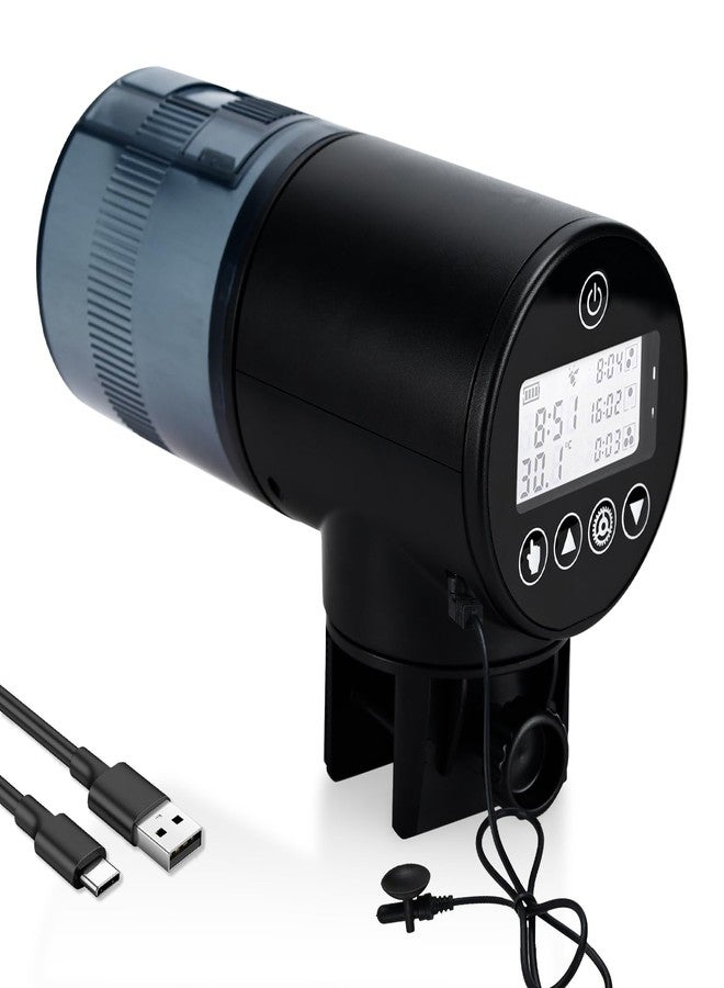 ليتشي مغذي أسماك أوتوماتيكي من ليتشي - مقاوم للرطوبة - موزع طعام أوتوماتيكي مؤقت (قابل لإعادة الشحن) مع تنبيه لدرجة الحرارة وشاشة LCD لأحواض الأسماك - Image 1