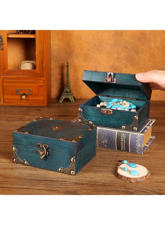 Bluejw Foreign Trade With Lock Plywood Wooden Box Vintage Storage Box Jewelry Necklace Box Photography Prop Box Packaging Box - Image 2
