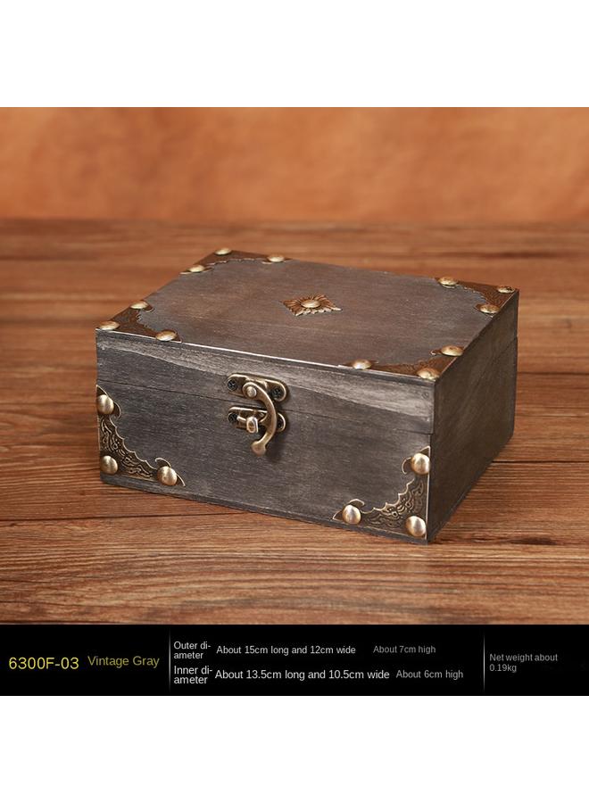 Bluejw Foreign Trade With Lock Plywood Wooden Box Vintage Storage Box Jewelry Necklace Box Photography Prop Box Packaging Box - Image 1