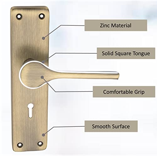 Atom Heavy Duty Mortise Door Lock for Bedroom, Living Room, Main Door, Brass Antique Finish | 3 Keys | 6 Lever Double Stage Lockset for House Hotel Office(O50KY) - Image 4