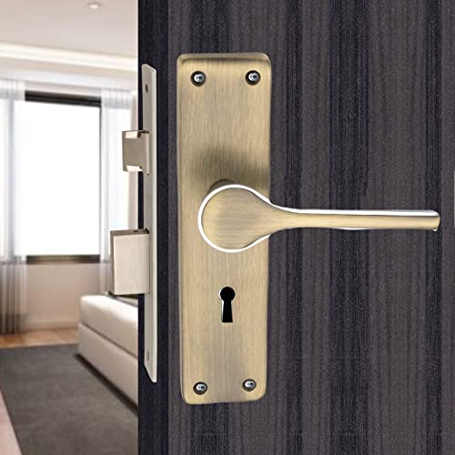 Atom Heavy Duty Mortise Door Lock for Bedroom, Living Room, Main Door, Brass Antique Finish | 3 Keys | 6 Lever Double Stage Lockset for House Hotel Office(O50KY) - Image 1