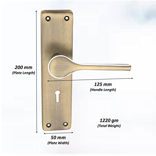 Atom Heavy Duty Mortise Door Lock for Bedroom, Living Room, Main Door, Brass Antique Finish | 3 Keys | 6 Lever Double Stage Lockset for House Hotel Office(O50KY) - Image 3