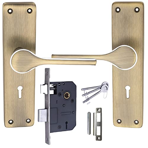 Atom Heavy Duty Mortise Door Lock for Bedroom, Living Room, Main Door, Brass Antique Finish | 3 Keys | 6 Lever Double Stage Lockset for House Hotel Office(O50KY) - Image 2