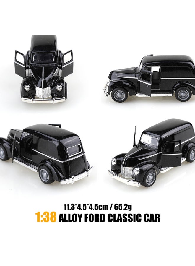Bag 1:38 Retro Classic Classic Car Pickup Alloy Car Model Simulation Children's Toy Car Cross-border-Color:(bubble Bag) 1: 38 Special Classic Car Black  - Image 1