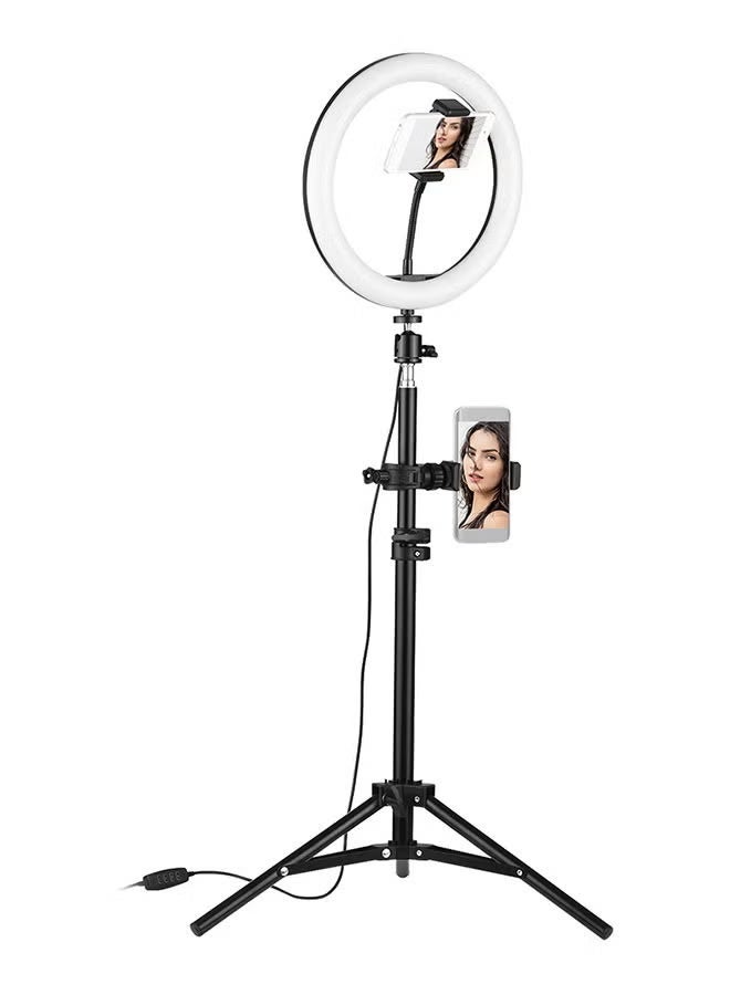 حلقة إضاءة 10 إنش مع حامل ثلاثي وقابض هاتف 360° – متعددة الألوان - Image 1