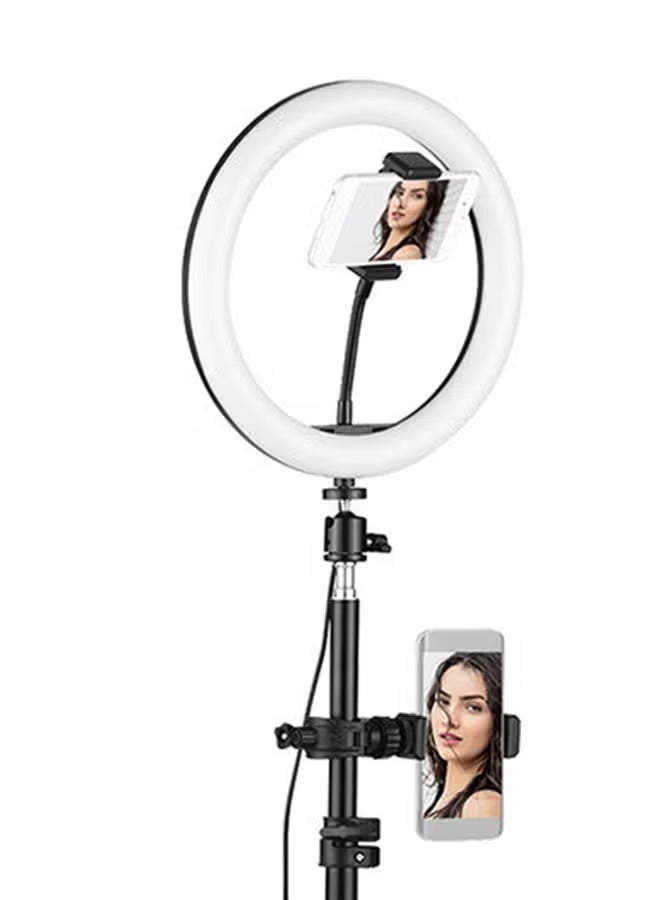 حلقة إضاءة 10 إنش مع حامل ثلاثي وقابض هاتف 360° – متعددة الألوان - Image 3