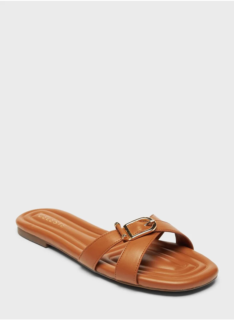 Celeste Criss Cross Strap Flat Sandals