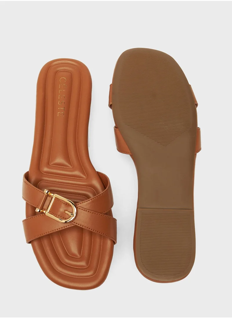 Celeste Criss Cross Strap Flat Sandals