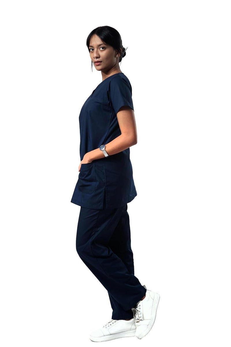 Uniform Craft Women’s Scrub Suits DSVX || 4 pocket scrubs | Ideal for doctors, dentists, vets, nurses & healthcare professionals (Olive Blue, S) - Image 3