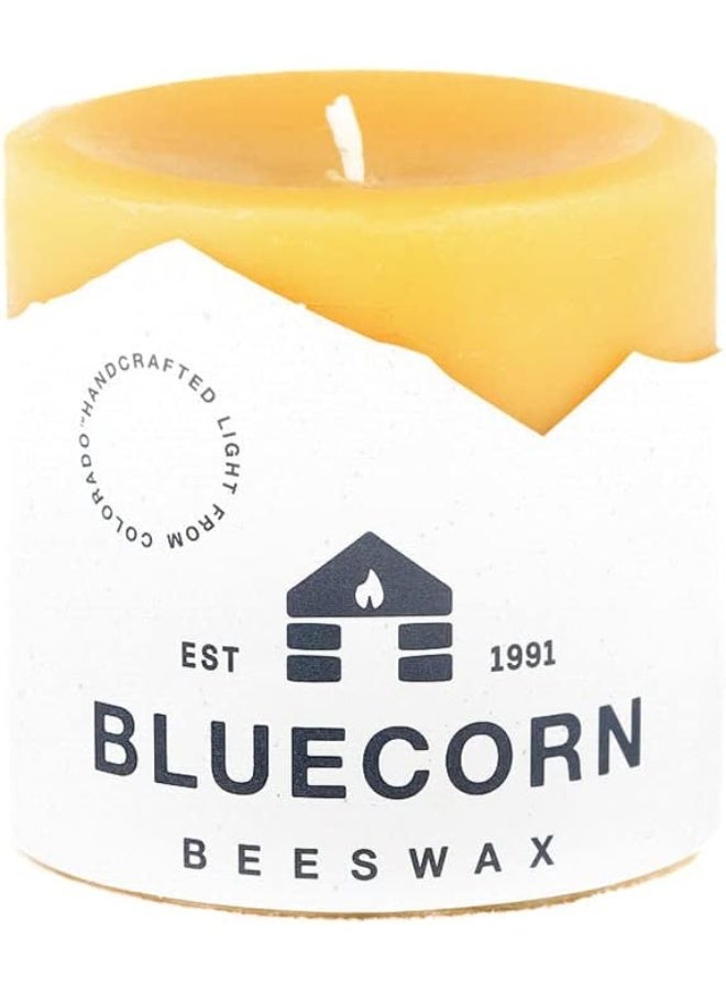 Bluecorn Beeswax Bluecorn Beeswax 100% Pure Beeswax Pillar Candles | Natural Beeswax Candles, Unscented Yellow Candles | Soy, Paraffin, & Fragrance Free | 3x3, 50 Hour Burn Time | Handmade in Colorado - Image 1