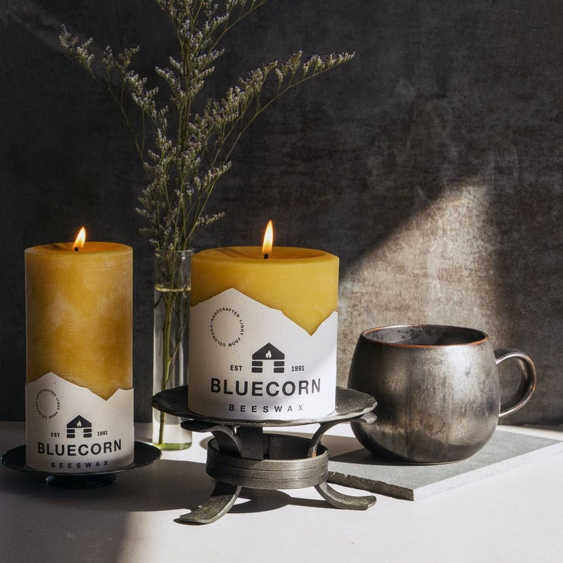 Bluecorn Beeswax Pillar Candle, 100% Pure Natural Bees Wax, 3x3 Candle, Clean Burning & Dripless, Long Lasting (50 Hr), Paraffin, Soy & Fragrance Free, Fall & Christmas Home Decor, American Made, 1 Ct - Image 3