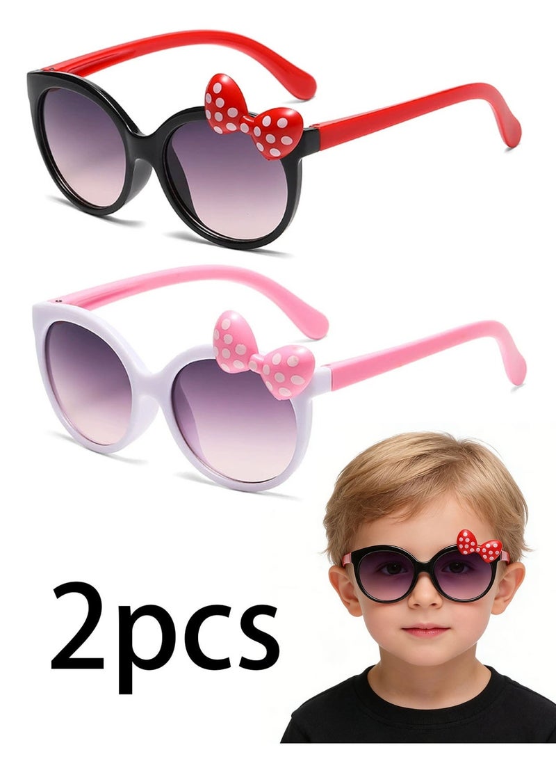 2PC SET Fashion Glasses, Shiny Bowknot | Lovely Cat Glasses, Cute Photo Props, Decorative Glasses | Perfect Gift for Boys And Girls (Includes eyeglass case),sunglasses - Image 1