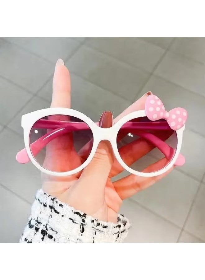 2PC SET Fashion Glasses, Shiny Bowknot | Lovely Cat Glasses, Cute Photo Props, Decorative Glasses | Perfect Gift for Boys And Girls (Includes eyeglass case),sunglasses - Image 2