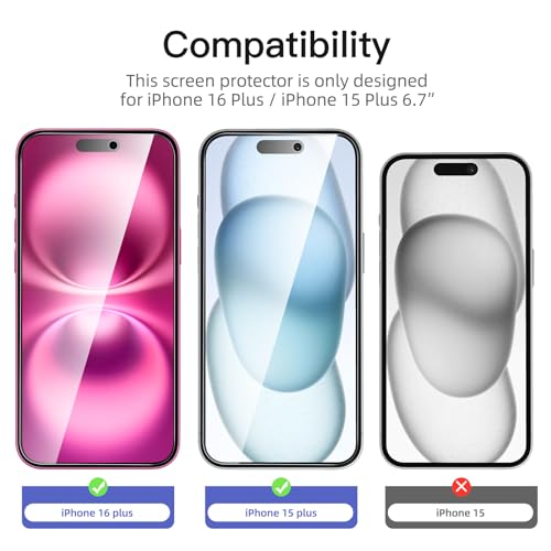 Mr Shield Mr.Shield PRO-GLAZ Tempered Glass Screen Protector Guard For iPhone 16 Plus and iPhone 15 Plus - 1 Pack - Image 2