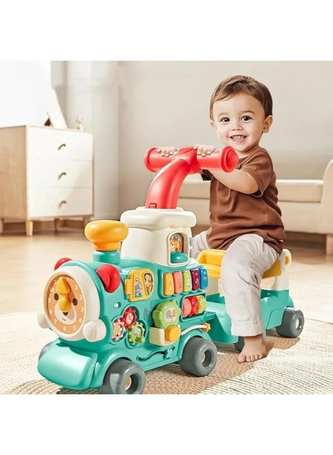 مشاية أطفال 5 في 1، لعبة قطار بخاري للأطفال الصغار مع رذاذ رذاذ وموسيقى، مع 10 أوضاع لعب تعليمية، وأكثر من 40 نشاطًا تعليميًا موسيقيًا وضوئيًا... - Image 1