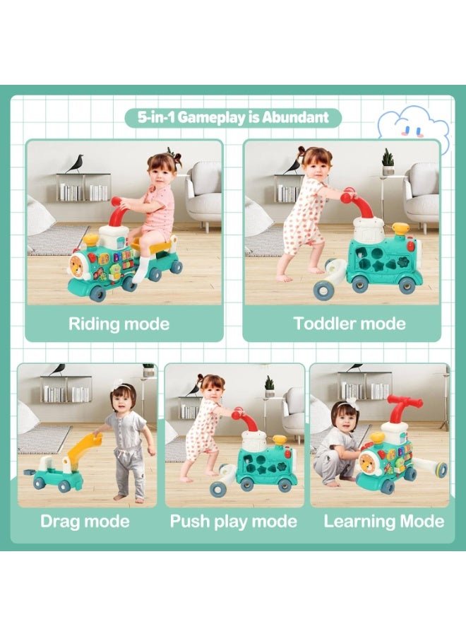 مشاية أطفال 5 في 1، لعبة قطار بخاري للأطفال الصغار مع رذاذ رذاذ وموسيقى، مع 10 أوضاع لعب تعليمية، وأكثر من 40 نشاطًا تعليميًا موسيقيًا وضوئيًا... - Image 3