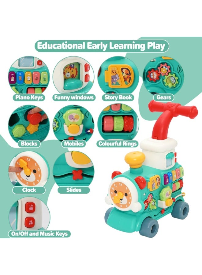 مشاية أطفال 5 في 1، لعبة قطار بخاري للأطفال الصغار مع رذاذ رذاذ وموسيقى، مع 10 أوضاع لعب تعليمية، وأكثر من 40 نشاطًا تعليميًا موسيقيًا وضوئيًا... - Image 4