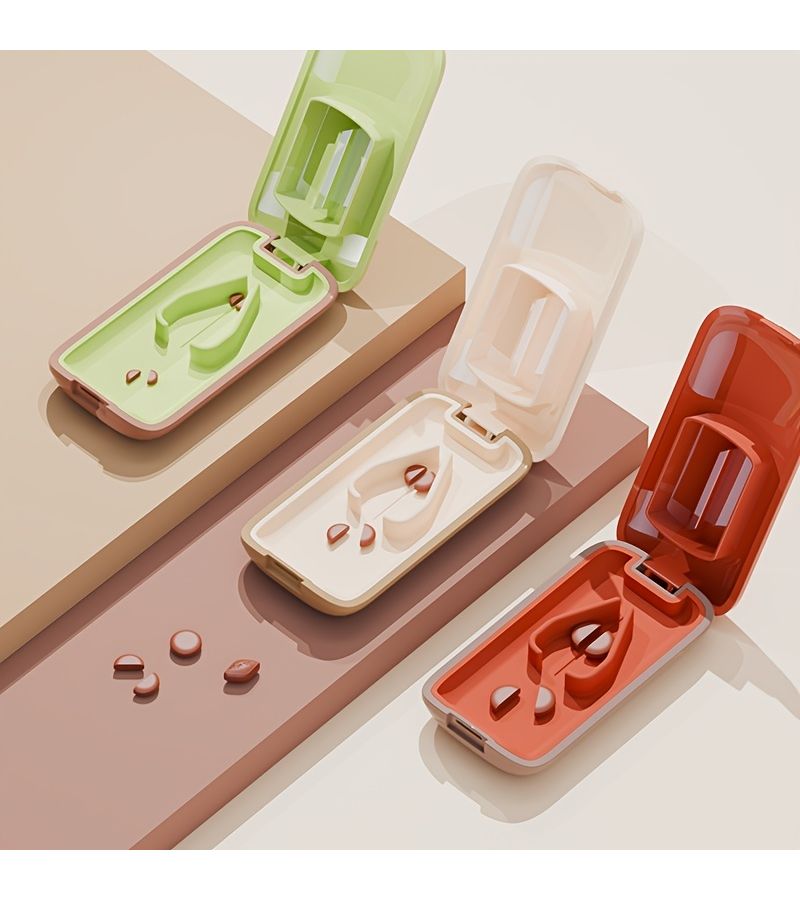 White Pill Cutter Sharp Durable Silicone Divider Non Slip Base Portable for Medications Vitamins Pets - Image 1