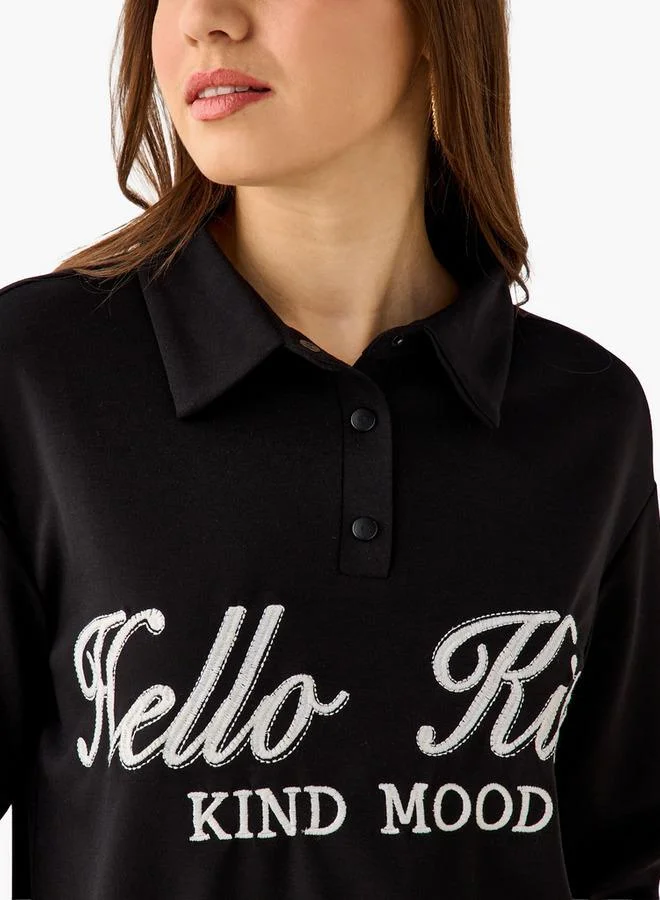 SP Characters  Regular Fit Polo Sweatshirt with Hello Kitty Embroidery for Women | Best Price UAE