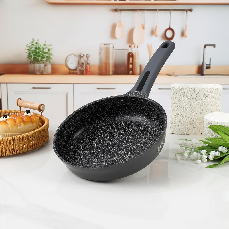 Julia Elite Edge Grey 22cm Granite Frypan Without Lid Premium Nonstick Cookware Durable Heat Resistant Scratch Resistant Easy Clean Skillet Pan Ideal For Daily Cooking Frying Sauteing Healthy Recipes - Image 1