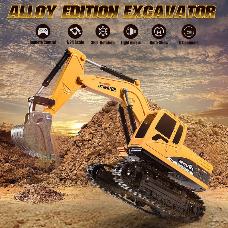 Onadrive Construction Excavator Toy  Kids Toy Engineering Digger Truck Remote Control Rechargable Hydraulic Car for 3 4 6 7 8 Year Old Boys Girls Educational Toys for Kids  Children - Image 3