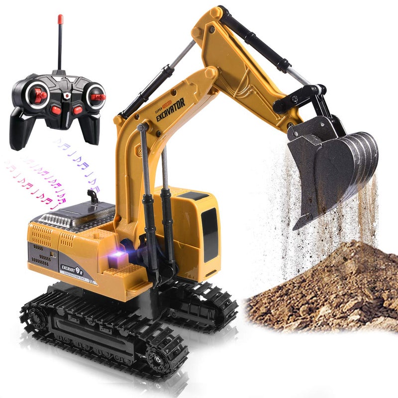 Onadrive Construction Excavator Toy  Kids Toy Engineering Digger Truck Remote Control Rechargable Hydraulic Car for 3 4 6 7 8 Year Old Boys Girls Educational Toys for Kids  Children - Image 2