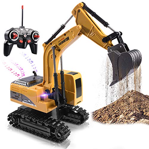 Onadrive Construction Excavator Toy  Kids Toy Engineering Digger Truck Remote Control Rechargable Hydraulic Car for 3 4 6 7 8 Year Old Boys Girls Educational Toys for Kids  Children - Image 1