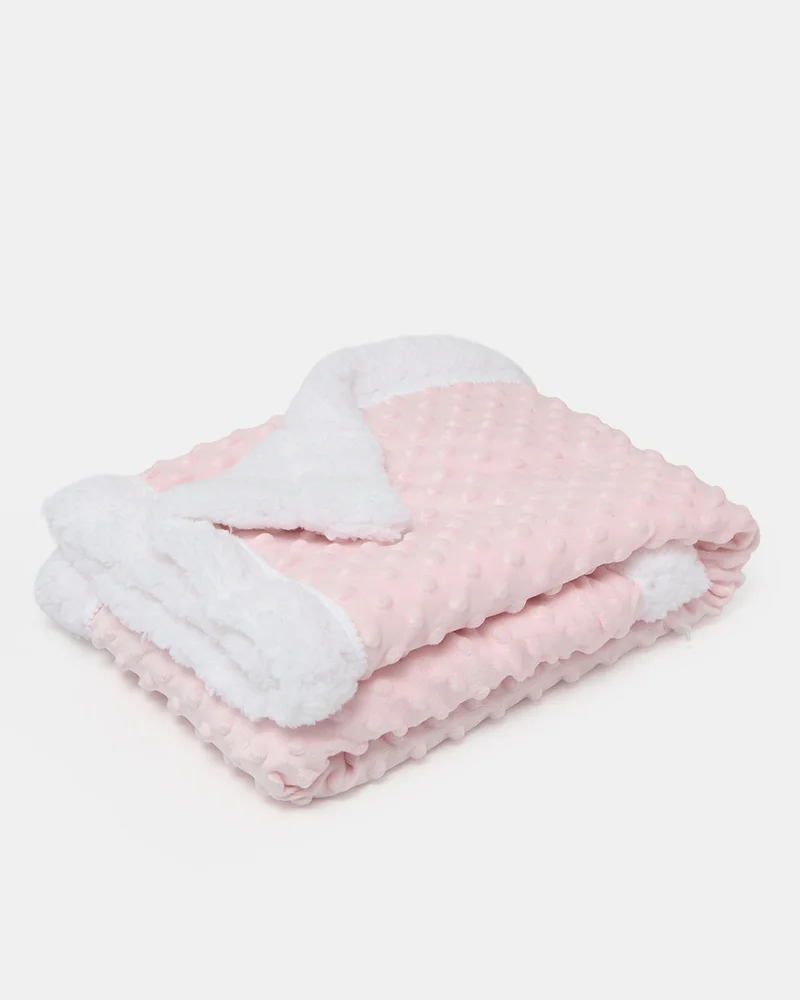 Redtag Pink Textured Blanket Set (2 Piece)