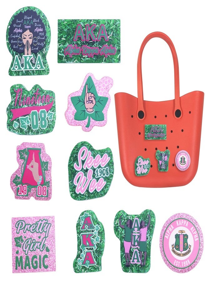LParkin 10 PCS Bogg Charms for Tote Bags, Accessories for Bogg Bag, Decorative Inserts for Beach Tote, Rubber Bag Accessories with AKA Black Girl Magic - Image 1