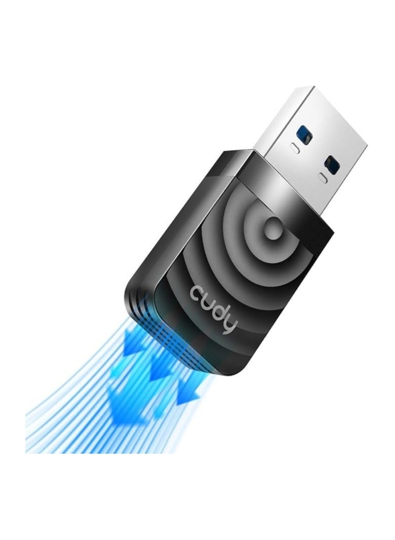 cudy USB WiFi Adapter Kodi WU1300S AC 1300 Mbps for laptop with USB 3.0 and WiFi USB dongle - Black - Image 3