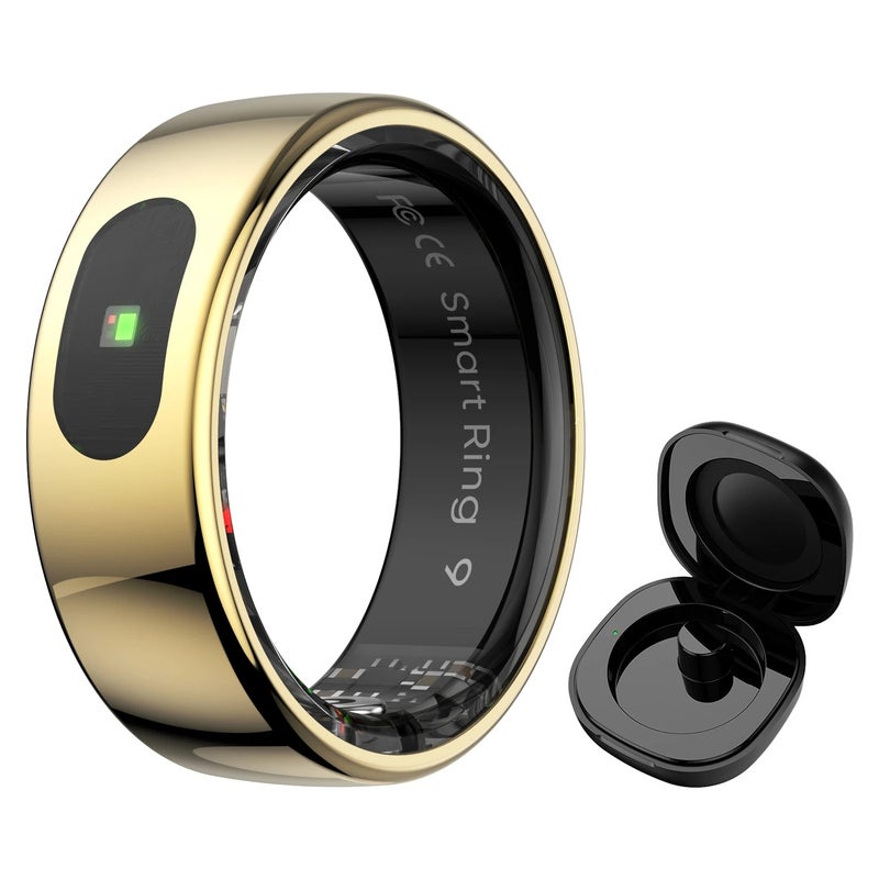 MISIRUN R08 Smart Ring Men Women Touch Control Function IP68 5ATM Waterproof Step Count Multi Sport Health Monitor Heart Rate Smart Ring, Gold 4218951 - Image 1