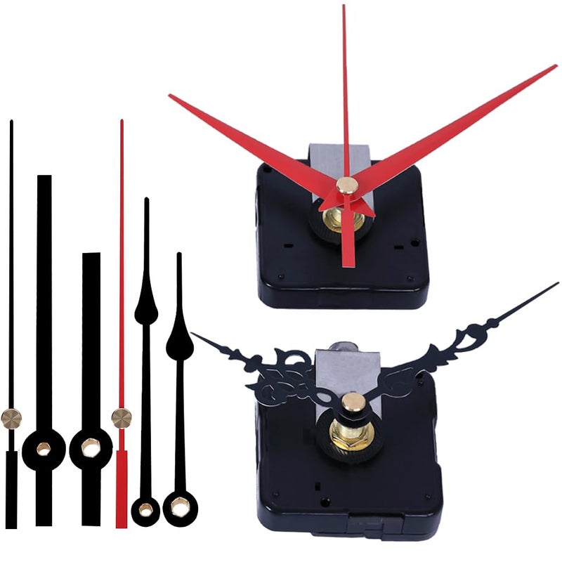 EMOON EMOON 2 Pack Silent Sweep Quartz Clock Movement Mechanism with 4 Hands DIY Repair Replacement for Custom Clocks Shaft Length 58 in 