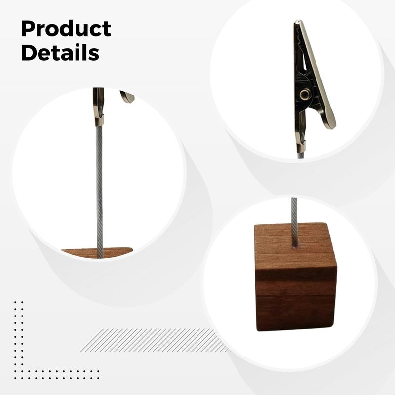 40 Pcs Wooden Photo Holders with Square Base, Retro Coffee Picture Clips for Adjustable Memo Display - Image 3