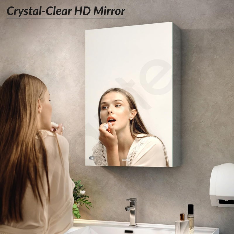 Plantex Premium Bathroom Cabinet with Mirror/ 304 Stainless Steel Mirror Cabinet for Wash Basin/Bathroom Shelf for Wall with Mirror/Bathroom Accessories (16x 24 Inch-Chrome) - Image 4