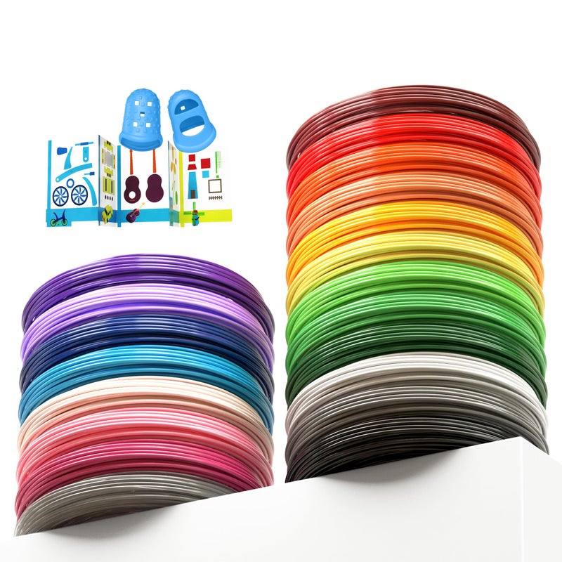YEETIN 1.75mm 3D Pen Filament Refills Compatible with SCRIB3D P1/ADV MYNT3D Basic/Super/Pro, 20 Colors, 260ft, 13ft per Color, Comes with 2 Finger Caps & Stencil - Image 1