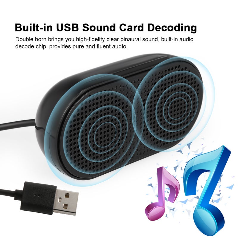 HK-5002 Computer Speaker USB Speaker Plug & Play Portable USB-powered Speaker Double Horn 3W Output for PC Laptops - Image 2