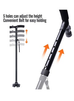 كياوكاي عكازات محمولة قابلة للطي بمقبض مزدوج مع ضوء LED  - Image 4