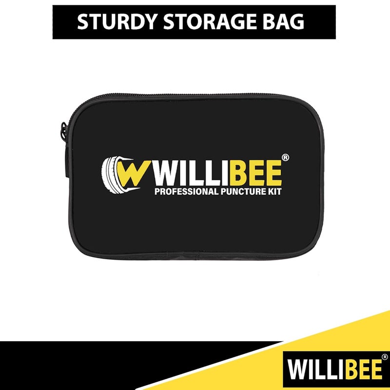 WILLIBEE 7 in 1 Universal Tubeless Tyre Puncture Repair Kit with Storage Bag | Puncher Kit Emergency Flat Tire Repair Patch for Car, Bike, SUV, Scooter, Auto & Motorcycle - Image 5