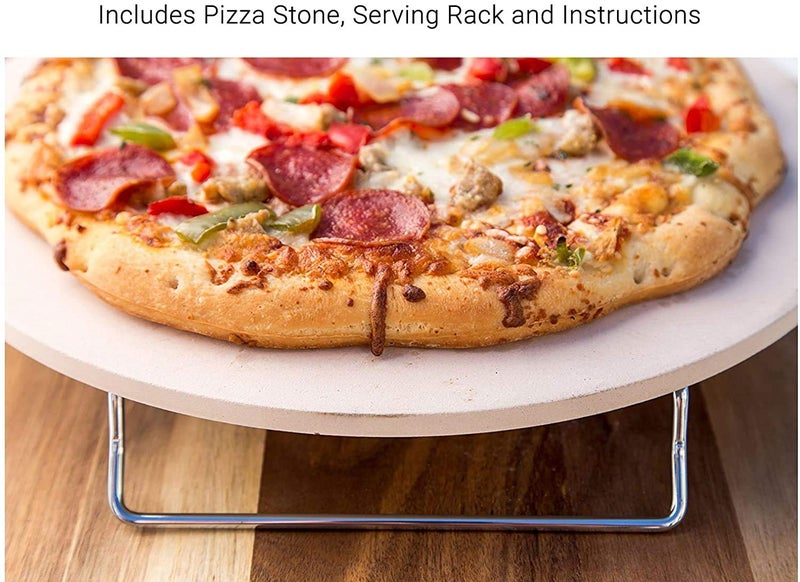 Hari حجر بيتزا من الكورديريت مع حامل، للأفران والشوايات، بيج، تان - Image 3