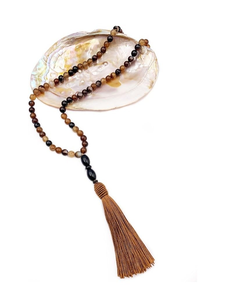REBUY REBUY Natural Sulemani Aqeeq Islamic Prayer Rosary Beads Tasbih Tasbeeh 99 beads (Botswana Agate)  - Image 4