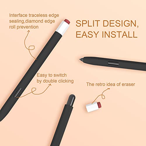 LOVE MEI Classic Retro Design Silicone Pencil Case Compatible with Samsung Galaxy Tab S6 Lite S Pen Case Cover Sleeve Non-Slip Smooth Grip (Black) - Image 2