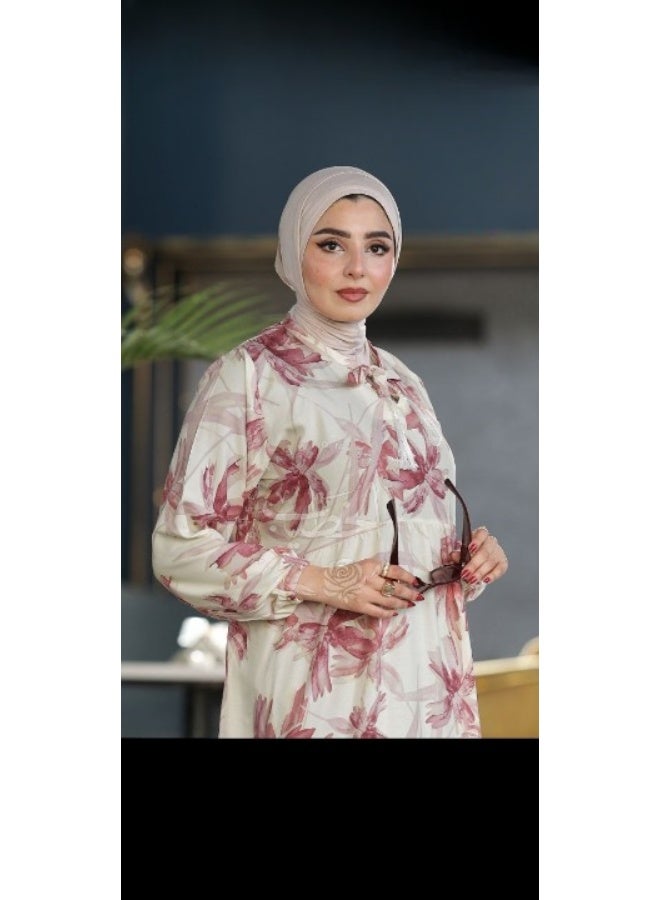 عباية حريمي فسكوز قطن طبيعي مطرزة – عباية استقبال وخروج بتصميم عصري ومريح – مقاسات واسعة 1 و2مقاس 1تلبيس  من 60 إلى 85 كجم مقاس 2:تلبيس من 85 إلى 120 كجم - Image 3