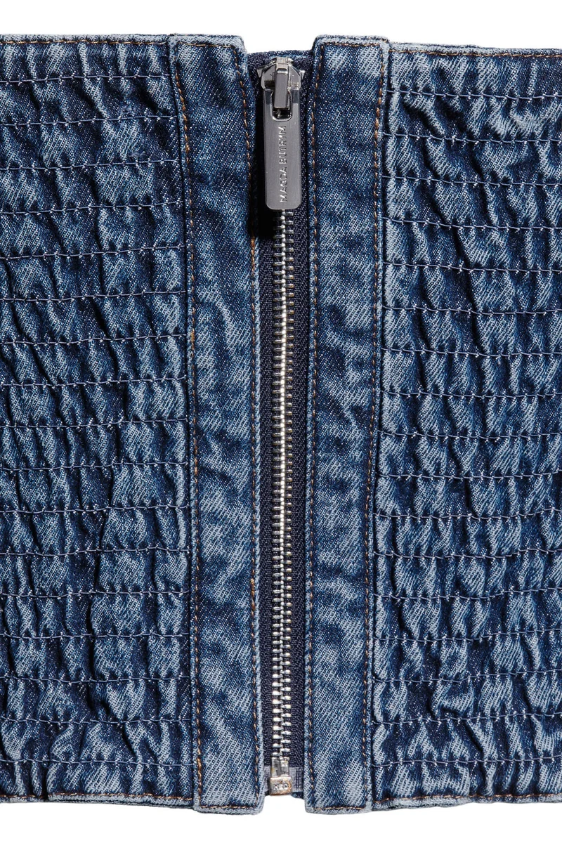 H&M Rose-appliquéd denim bustier top