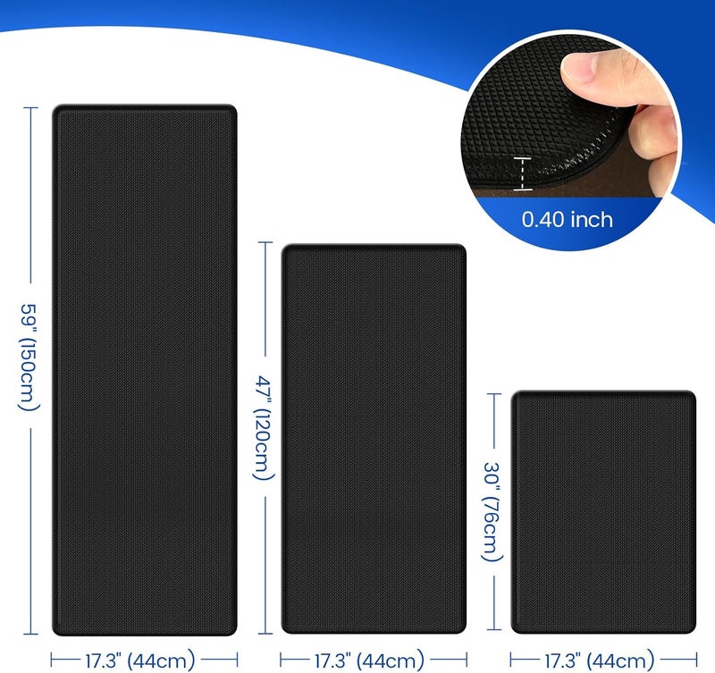 KitchenClouds Kitchen Mats for Floor,3PCS Kitchen Rugs,Non Slip Anti Fatigue Mats for Floor,Waterproof Kitchen Sink Mat,Cushioned Standing and Comfort Mats for Office,Black - Image 2