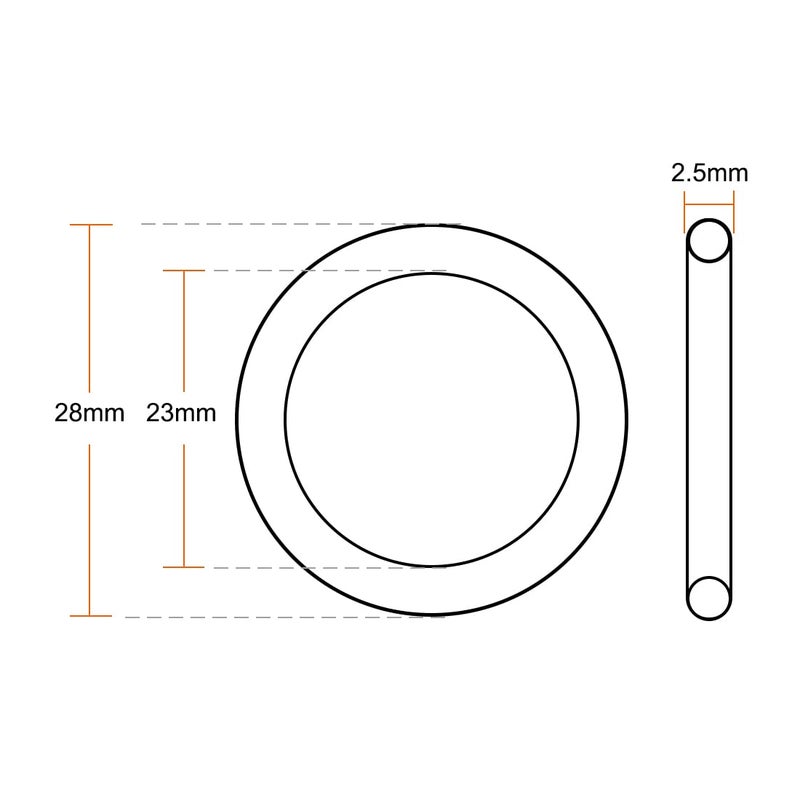 uxcell Fluorine Rubber O-Rings 28mm OD 23mm ID 2.5mm Width, Metric FKM Sealing Gasket, Pack of 20 - Image 3