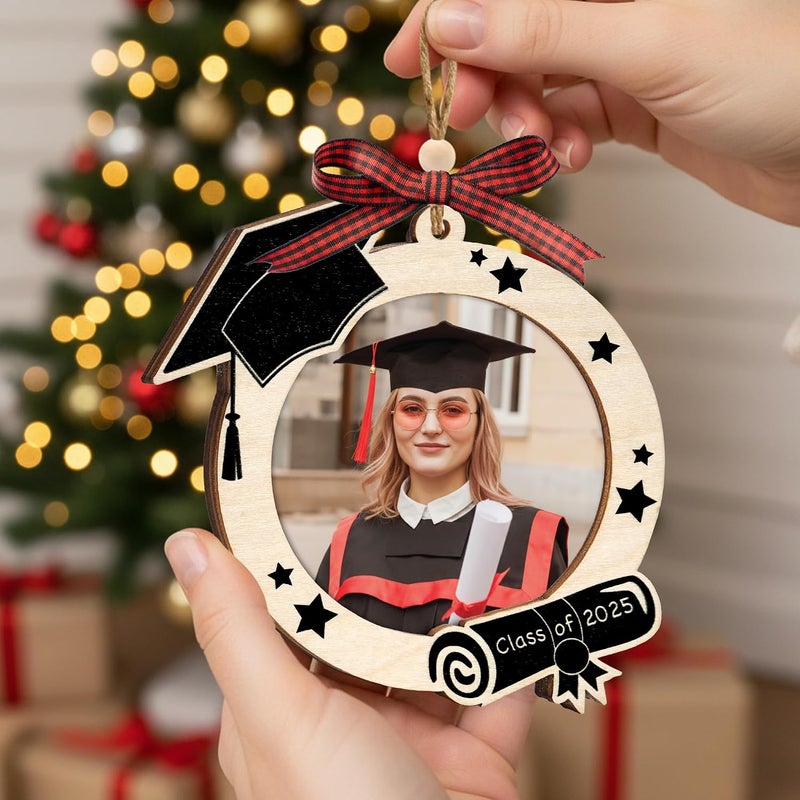 Sensemory Graduation Ornaments Class of 2026, Wooden Graduation Keepsake for College or High School Celebration, Class of 2025 Ornament Gifts Decoration (Photo Frame) - Image 2