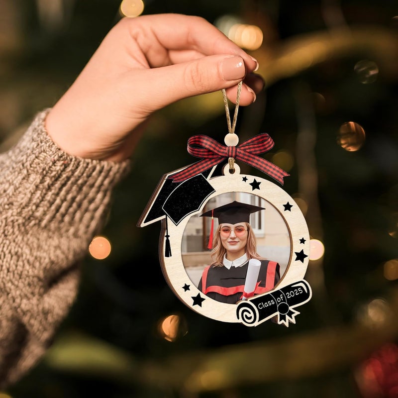Sensemory Graduation Ornaments Class of 2026, Wooden Graduation Keepsake for College or High School Celebration, Class of 2025 Ornament Gifts Decoration (Photo Frame) - Image 4