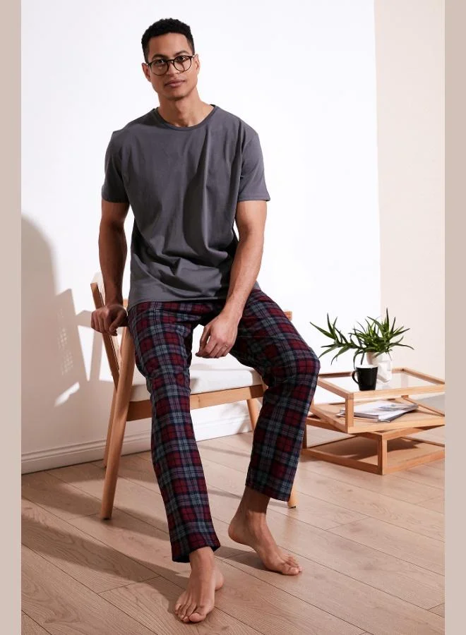 Buratti Plaid Cotton Regular Fit Short Sleeve Pajama Set Men's Pajama Set 6572006